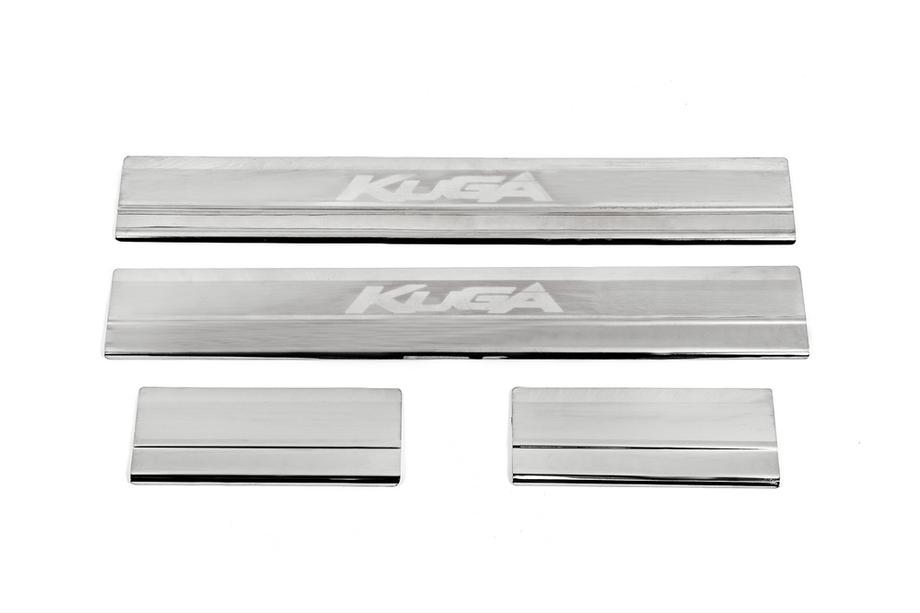 Ford Kuga 2008-2013 рр. Накладки на пороги Carmos V2 (4 шт, нерж.) Фото 2