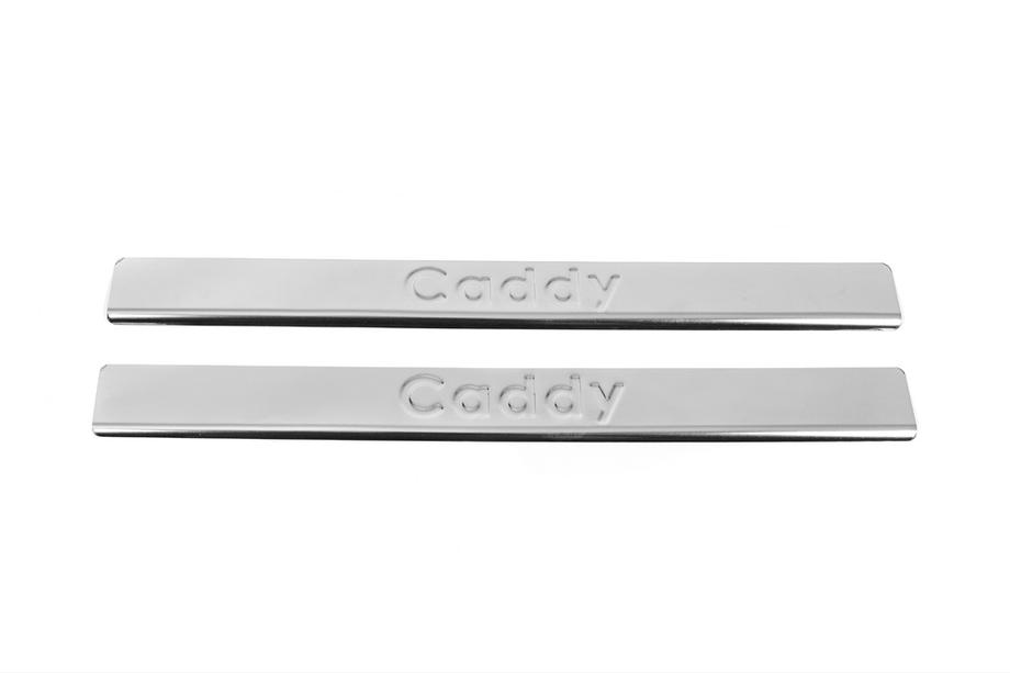 Volkswagen Caddy 2004-2010 рр. Накладки на дверні пороги Carmos V2 (2 шт, нерж) Фото 2