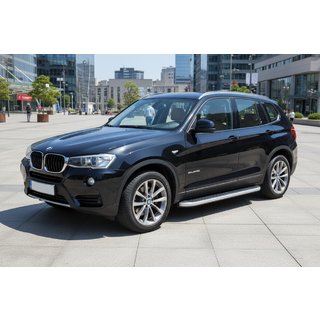 Бокові пороги Tayga Grey (2 шт., Алюміній) BMW X3 F25 2011-2018 рр. фото 1