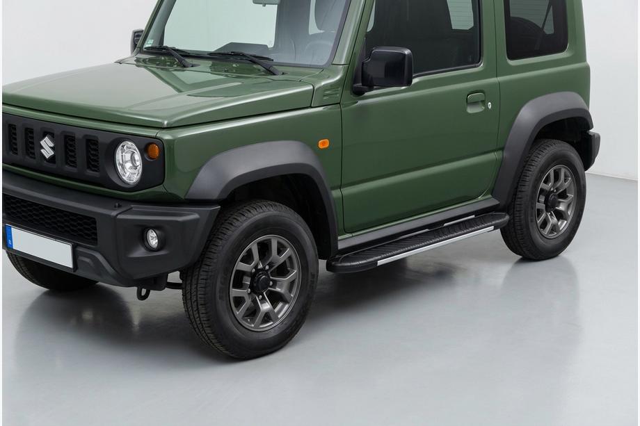 Suzuki Jimny 2018- рр. Бокові пороги Bosphore Grey (2 шт., Алюміній) Фото 1