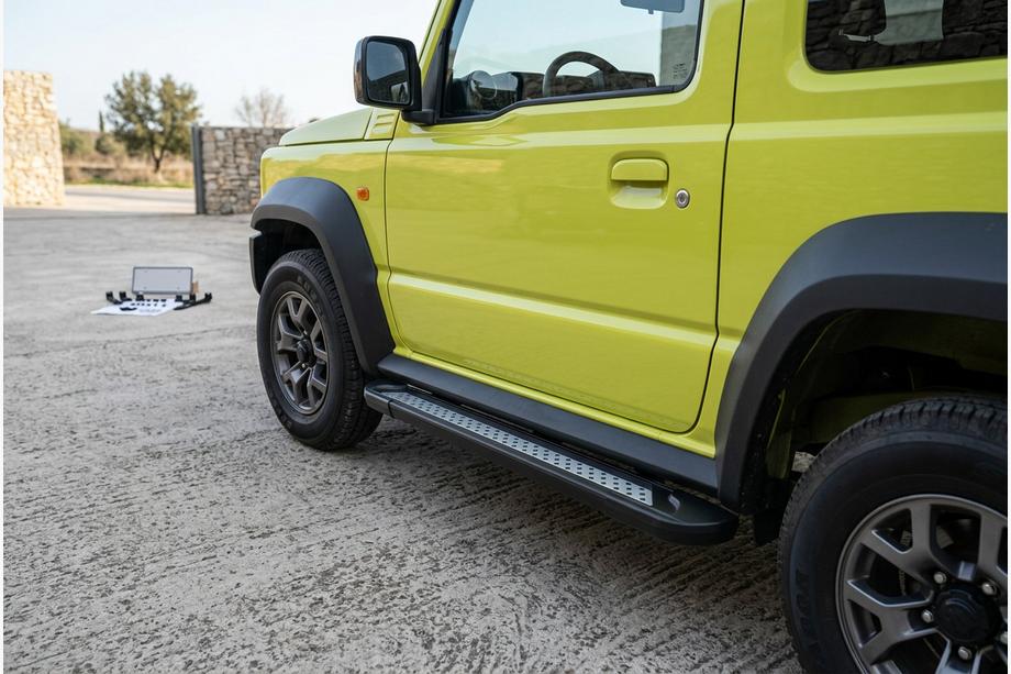 Suzuki Jimny 2018- рр. Бокові пороги Vision New Black (2 шт., Алюміній) Фото 2