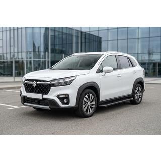 Бокові пороги Allmond Black (2 шт., Алюміній) Suzuki SX4 S-Cross 2021- рр. фото 1