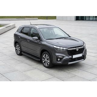Бокові пороги Tayga Black (2 шт., Алюміній) Suzuki SX4 S-Cross 2021- рр. фото 1