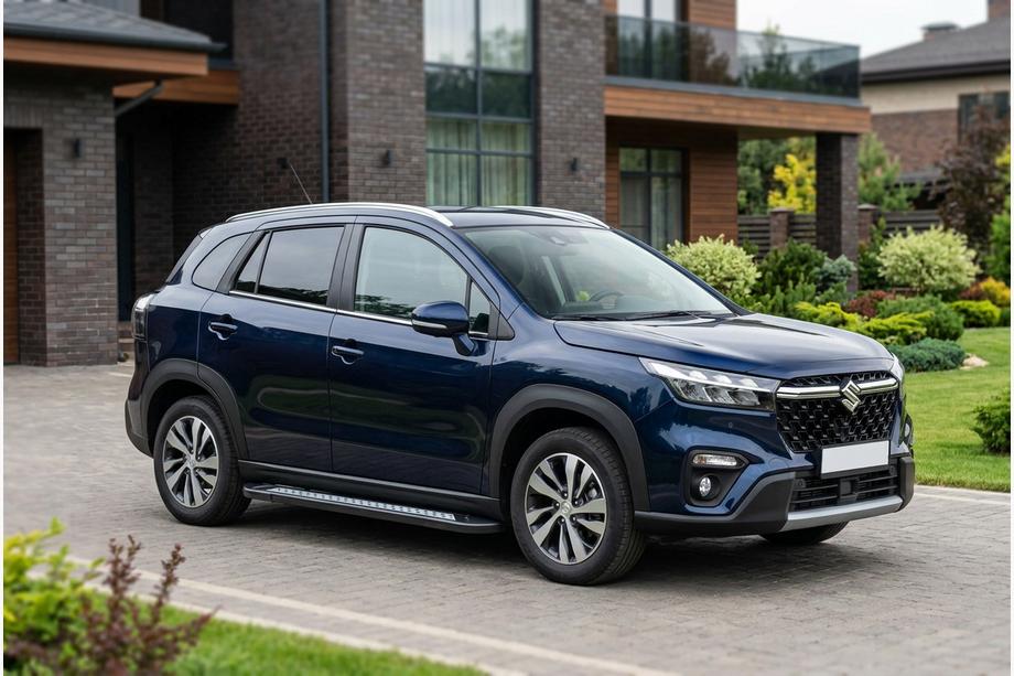 Suzuki SX4 S-Cross 2021- рр. Бокові пороги Vision New Black (2 шт., Алюміній) Фото 1