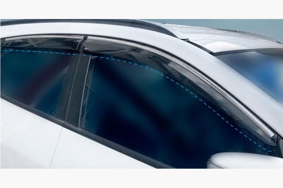 Hyundai IX-35 2010-2015 рр. Вітровики з хромованим молдингом (4 шт., Sunplex Chrome) Фото 1
