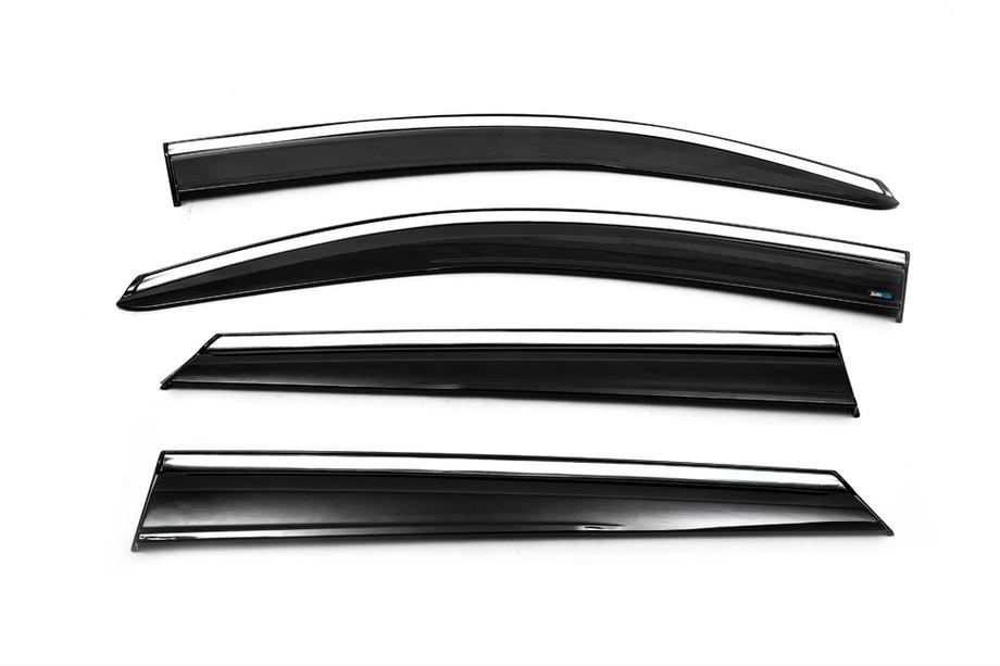 Hyundai Tucson TL 2016-2021 рр. Вітровики з хромованим молдингом (4 шт., Sunplex Chrome) Фото 5