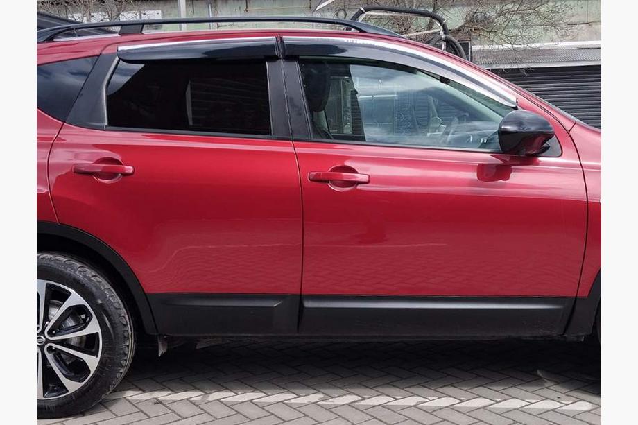 Nissan Qashqai 2007-2010 рр. Вітровики з хромованим молдингом (4 шт., Sunplex Chrome) Фото 1