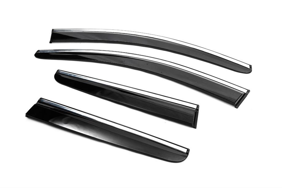 Nissan Qashqai 2007-2010 рр. Вітровики з хромованим молдингом (4 шт., Sunplex Chrome) Фото 7