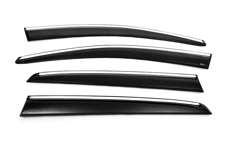 Volkswagen Golf 5 2003-2009 рр. Вітровики з хромованим молдингом (4 шт., Sunplex Chrome) Фото 17