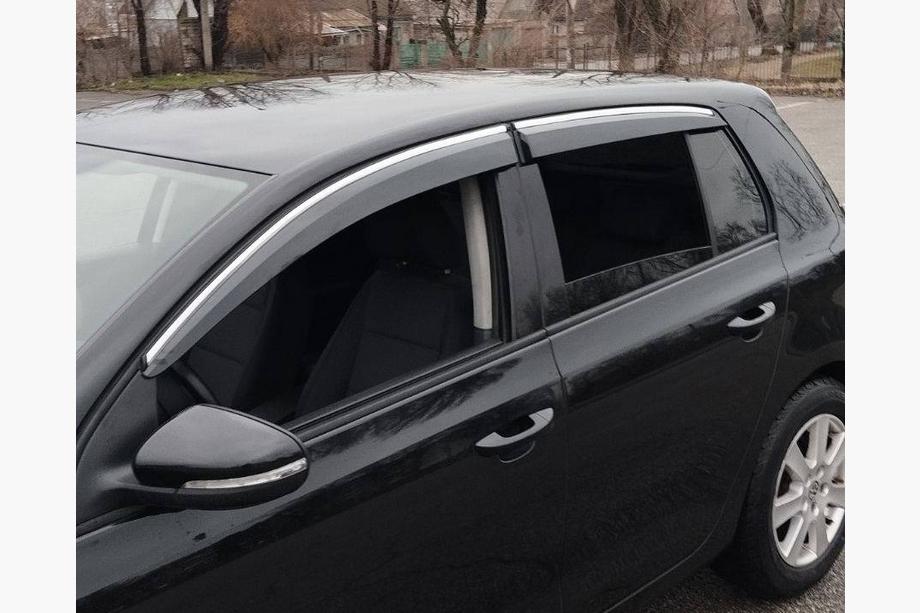 Volkswagen Golf 6 2008-2014 рр. Вітровики з хромованим молдингом HB (4 шт., Sunplex Chrome) Фото 1