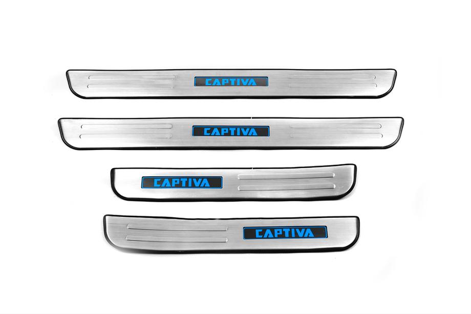 Chevrolet Captiva 2006-2019 рр. Накладки на пороги Libao LED (2006-2011, 4 шт, нерж.) Фото 2