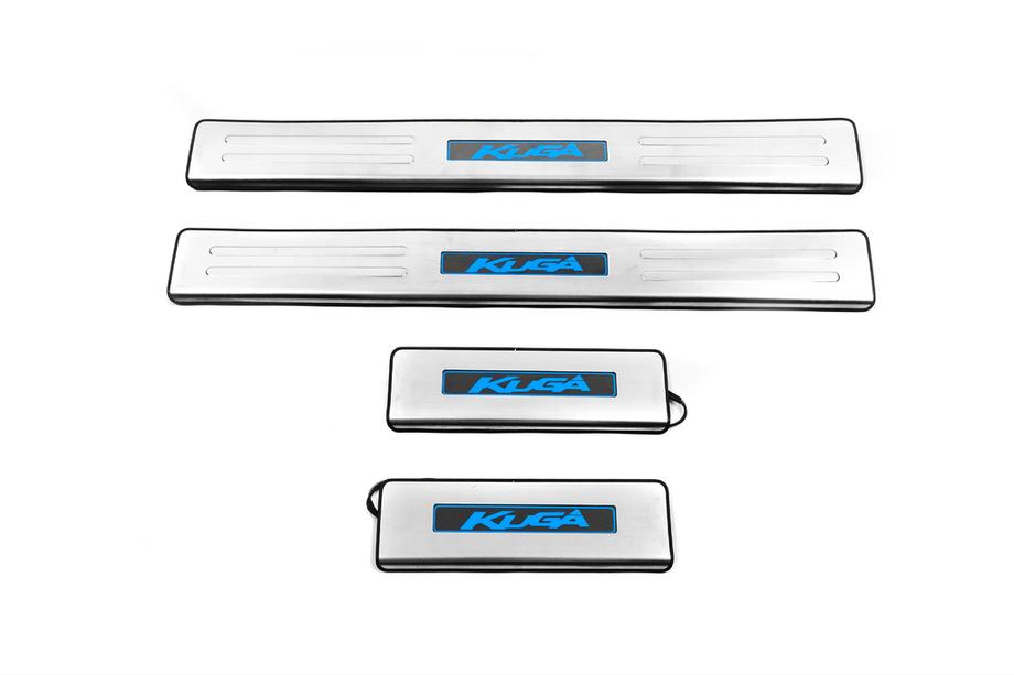 Ford Kuga/Escape 2013-2019 рр. Накладки на пороги Libao LED (4 шт, нерж.) Фото 6