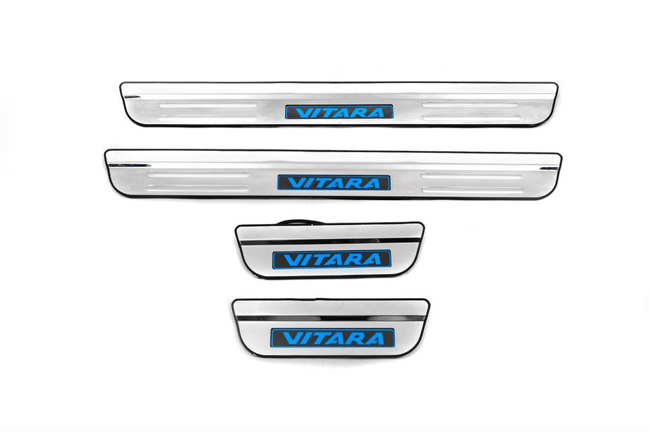 Suzuki Vitara 2015- рр. Накладки на пороги Libao LED (4 шт, нерж.) Фото 1