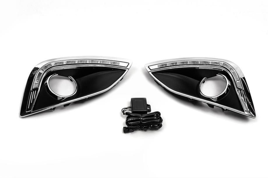 Hyundai IX-35 2010-2015 рр. Вставки протитуманок (2 шт, з LED) Image