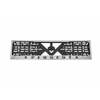 Рамка під номер хром Peugeot (1 шт, нержавіюча сталь) фото 1