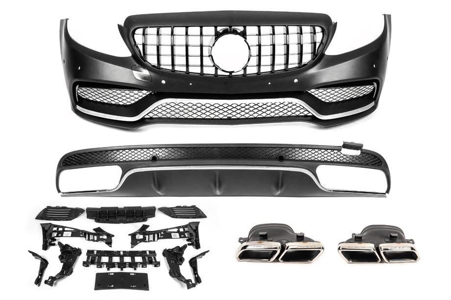 Mercedes C-class W205 2014-2021 рр. Комплект обвісів з дифузором V1 (AMG C63-designs 2014-2018) Image