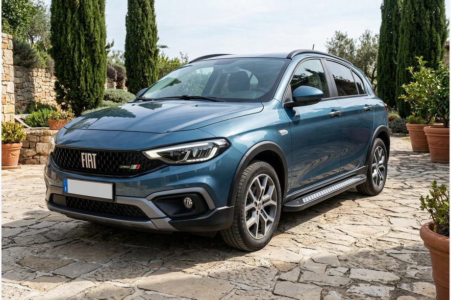 Fiat Tipo Cross 2021- рр. Бокові пороги Vision New Black (2 шт., Алюміній) Image