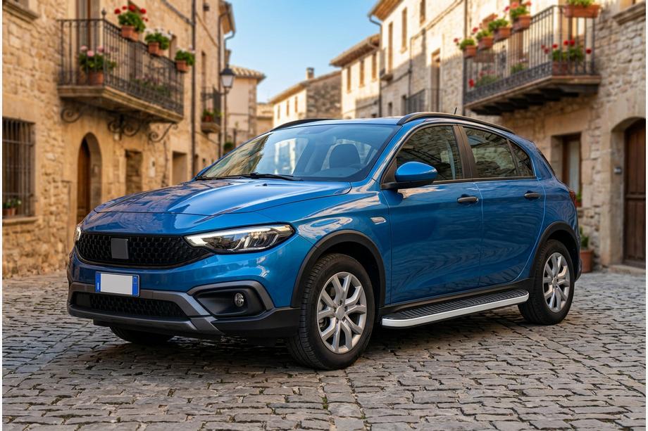 Fiat Tipo Cross 2021- рр. Бокові пороги Tayga Grey (2 шт., Алюміній) Image
