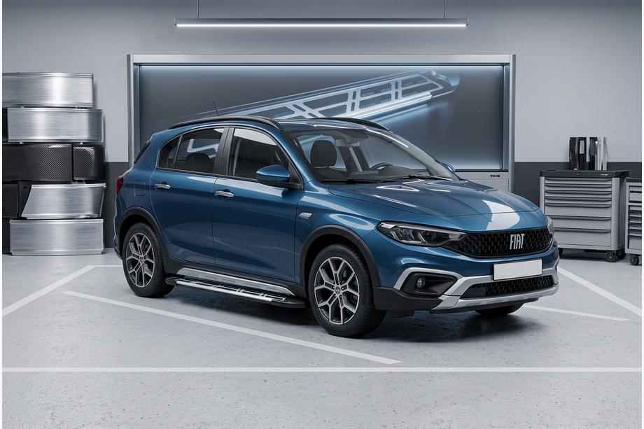 Fiat Tipo Cross 2021- рр. Бокові пороги Sunrise (2 шт., Алюміній) Image
