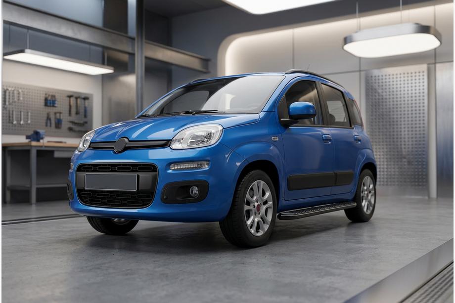 Fiat Panda 2011-2023 рр. Бокові пороги Tayga Black (2 шт., Алюміній) Фото 1