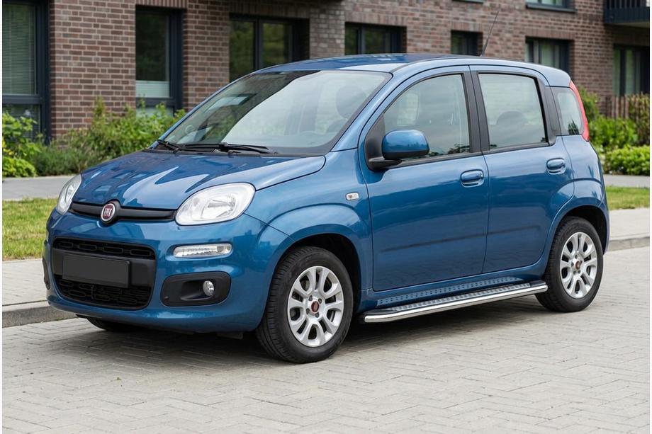 Fiat Panda 2011-2023 рр. Бокові пороги Maydos V2 (2 шт., Алюміній ↗ нерж) Фото 1