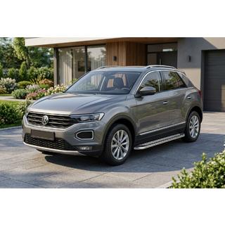 Бокові пороги Maydos V2 (2 шт., Алюміній ↗ нерж) Volkswagen T-Roc 2017-2025 рр. фото 1