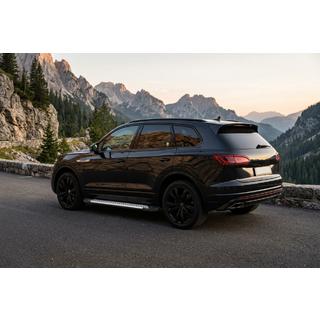 Бокові пороги Allmond Grey (2 шт., Алюміній) Volkswagen Touareg 2018- рр. фото 1