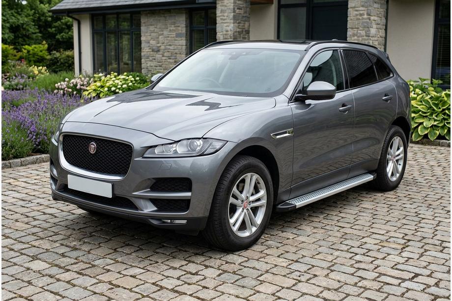 Jaguar F-PACE 2016- рр. Бокові пороги Maya V2 (2 шт., Алюміній) Image