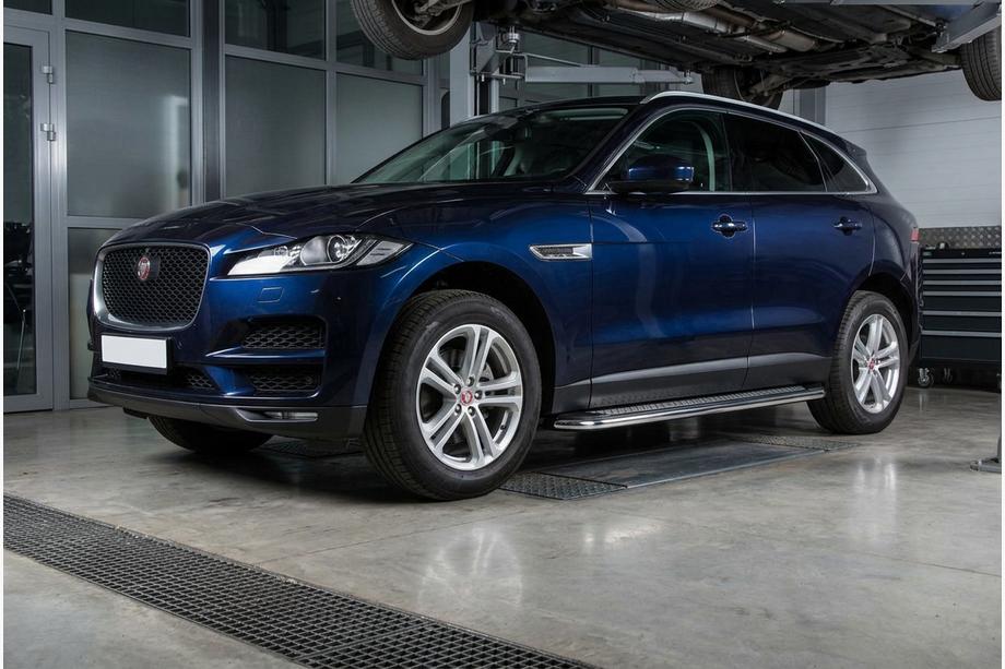 Jaguar F-PACE 2016- рр. Бокові пороги Maydos V2 (2 шт., Алюміній) Image