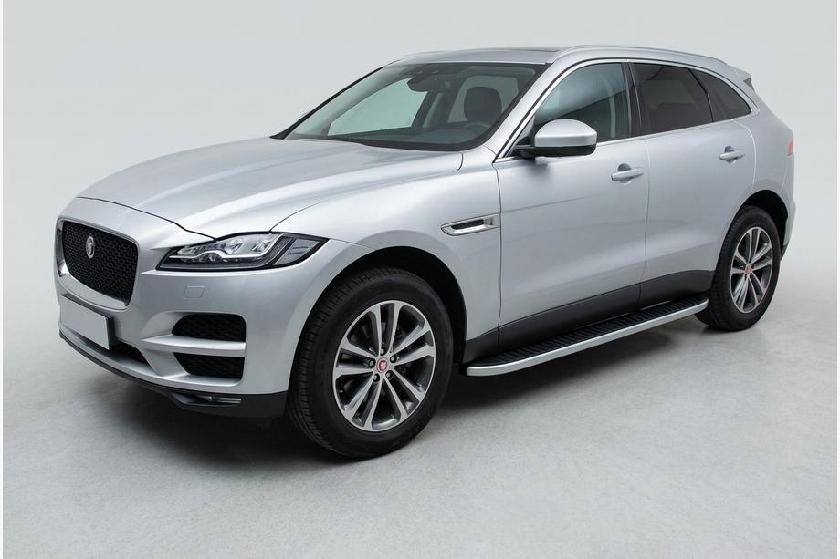 Jaguar F-PACE 2016- рр. Бокові пороги Tayga Grey (2 шт., Алюміній) Image