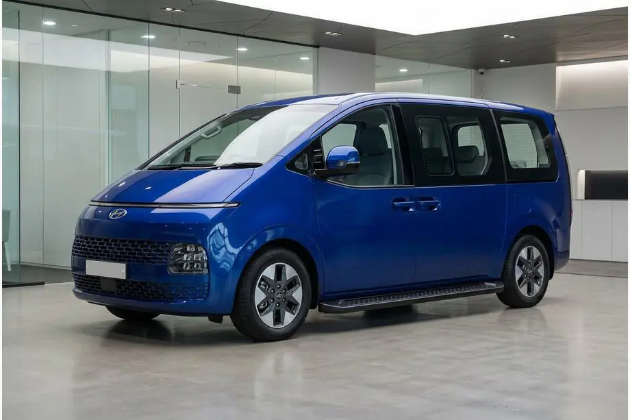 Hyundai Staria 2021- рр. Бокові пороги Allmond Black (2 шт., Алюміній)