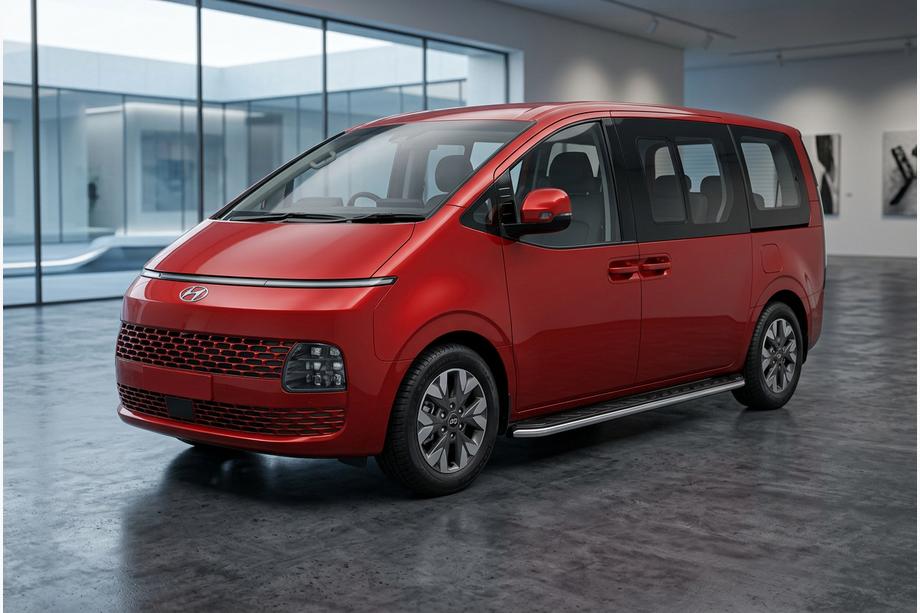 Hyundai Staria 2021- рр. Бокові пороги Maydos V1 (2 шт., Алюміній ↗ нерж) Image
