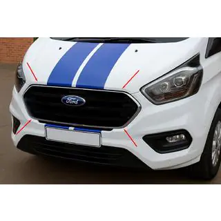 Накладки на решітку бампера 2018+ (4 шт., нерж.) Ford Custom 2013-2022 рр. фото 1