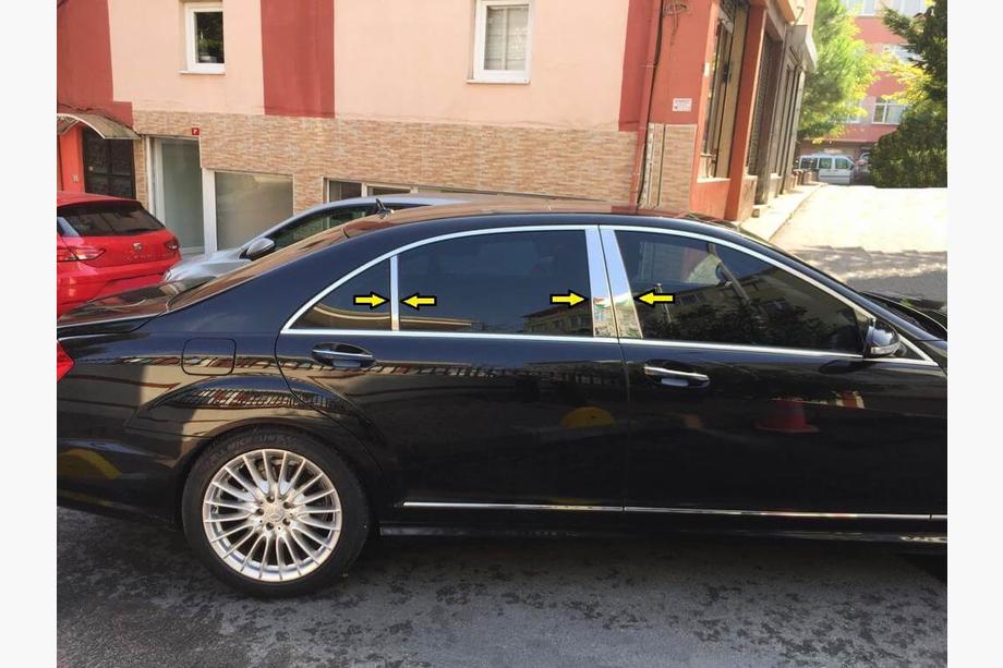 Mercedes S-сlass W221 2005-2013 рр. Накладки на стійки (6 шт, нерж) Image